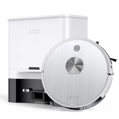 Produktbild: ZACO A10 Plus Saugroboter mit Absaugstation 3,5L, 5000Pa Saugkraft, Staubsauger Roboter mit Wischfunktion, LiDAR Navigation, App & Alexa Steuerung, Saug und Wischroboter ideal für Tierhaare, Teppiche