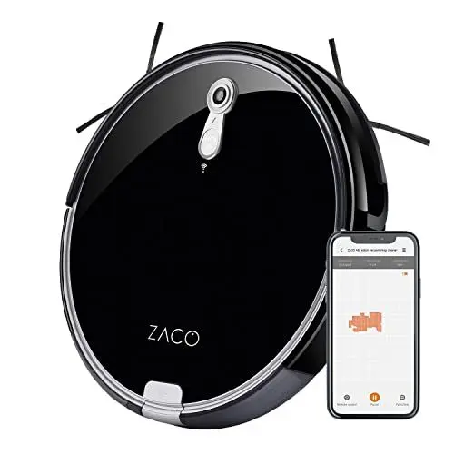 Produktbild: ZACO A8s Saugroboter mit Wischfunktion, App & Alexa Steuerung, 7,2cm flach, automatischer Staubsauger Roboter, 2in1 Wischen oder Staubsaugen, für Hartböden, Fallschutz, mit Ladestation