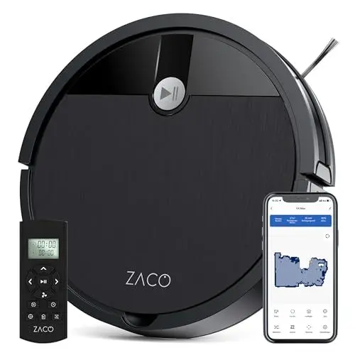 Produktbild: ZACO V4 Max Saugroboter ohne Wischfunktion, Anti-Haarverwicklungstechnologie ideal für Tierhaare, ultraschlankes Design 30x7,6cm, Staubsauger Roboter mit GyroNav, 3000Pa Saugkraft, Roboterstaubsauger