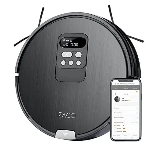 Produktbild: ZACO V85 Saugroboter mit Wischfunktion, App & Alexa Steuerung, 8cm flach, automatischer Staubsauger Roboter, 2in1 Wischen oder Staubsaugen, für Hartböden, Fallschutz, mit Ladestation