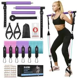 Produktbild: Zacro Pilates-Stange mit Widerstandsbänder Set, 20/25/30Lbs Fitnessbänder Widerstandsband, Pilates-Stange mit verstellbarem Riemen, Türanker,Fußschlaufe,Pilates-Resistance Bands für Ganzkörpertraining