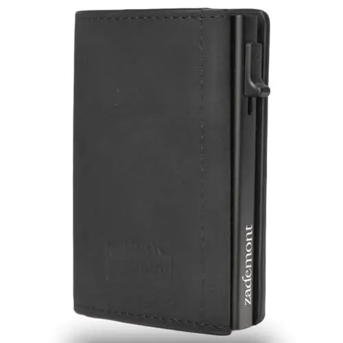 Produktbild: zademont Geldbörse Herren ohne Münzfach | Portmonee Herren | Slim Wallet Herren mit Kartenetui | Geldbeutel zum Verschenken | Elegante Brieftasche (Ohne Münzfach, Black)