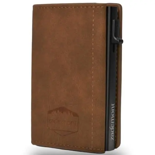 Produktbild: zademont Geldbörse Herren mit Münzfach | Portmonee | Slim Wallet mit Kartenetui | Geldbeutel zum Verschenken | Elegante Brieftasche (Münzfach, Wood Brown)