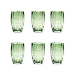 Produktbild: Zafferano Perle Glasbecher - Handgemachtes transparentes Buntglas, cl 32 h 109mm d 71mm - Set 6 Stück - Britisches Renngrün