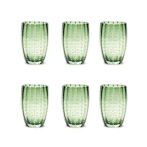 Produktbild: Zafferano Perle Glasbecher - Handgemachtes transparentes Buntglas, cl 32 h 109mm d 71mm - Set 6 Stück - Britisches Renngrün
