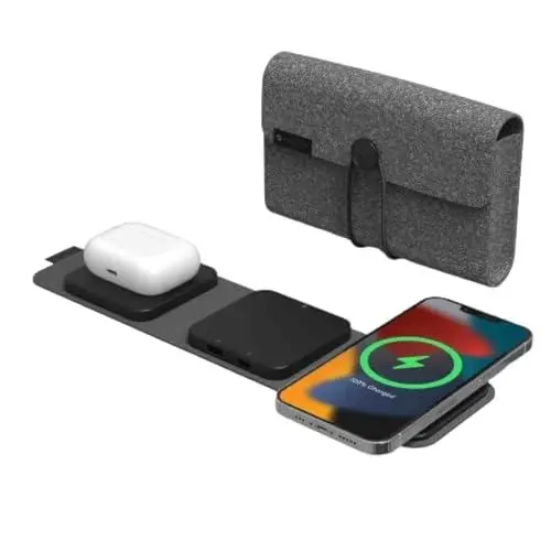 Produktbild: ZAGG mophie Snap+ 3-in-1 Wireless Charger with Europe Adapter, Qi-Enabled Devices, Fast Charging, Travel Friendly, Foldable, 5-15W of Power, Black