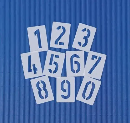 Produktbild: Zahlen-Schablonen-Set 035, Zahlen 0-9 / 2cm hoch, 10 einzelne Schablonen