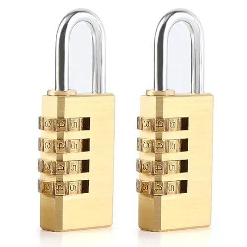Produktbild: MHYMX Zahlenschloss Klein, 2 Stück Vorhängeschloss Gold mit Zahlencode Mini Kofferschloss 4 Stellig Wetterfest für Tür Koffer Spind