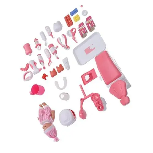 Produktbild: Zahnarzt-Spielzeug-Set, Zahnarzt-Spielzeug-Set für Kleinkinder mit Musik, Licht, Zahnzubehör, Vorgetäuschtes Medizinisches Set, Spielzeug für Kinder, Zahn-Spielset (Rosa)