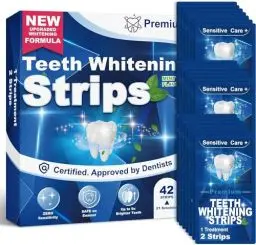 Produktbild: Zahnaufhellung Whitening Strips White Stripes Zähne: 42 Bleaching Zähne Stripes - 21 Whitening Sitzungen, Vinmal Zahnweiß streifen für Weiße Zähne zuhause, Non Sensitive Formel mit Minzgeschmack