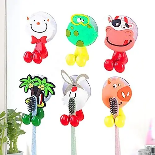 Produktbild: Zahnbürstenhalter für Kinder, niedliches Tier an der Wand befestigter Zahnbürstenhalter mit Saugnapf (6er Pack Tier)