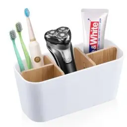 Produktbild: Zahnbürstenhalter mit Bambus Trennwänden, Toothbrush Holder, Elektrische Zahnbürste Halterung, Zahnbürsten Organizer Familie, Elektrische Zahnbürste Organizer