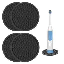 Produktbild: Zahnbürstenkopf Halter Zahnbürstenhalter, 4 Stück Halterung Elektrische Zahnbürste Kompakter Aufsteckzahnbürsten Halter für Electric Toothbrush Zahnbürsten, Schwarz, 8x8cm