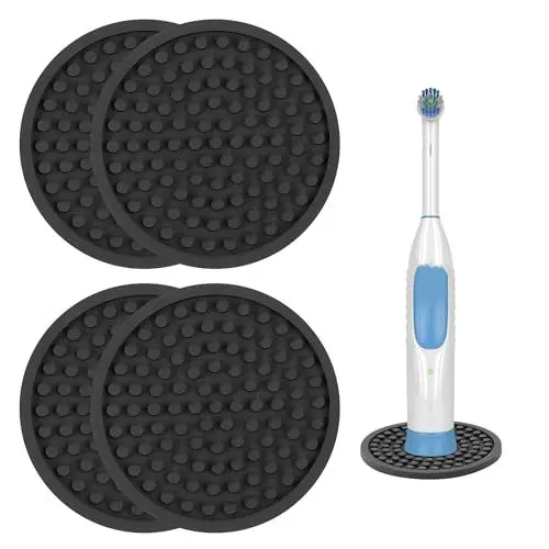 Produktbild: Zahnbürstenkopf Halter Zahnbürstenhalter, 4 Stück Halterung Elektrische Zahnbürste Kompakter Aufsteckzahnbürsten Halter für Electric Toothbrush Zahnbürsten, Schwarz, 8x8cm
