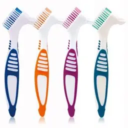 Produktbild: Zahnersatzbürste, 4 Stück Kleine Zahnbürste für Zahnersatz, Mehrschichtige Borsten, Ergonomischer Gummigriff für Falsche Zähne Reinigung