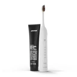 Produktbild: Zahnheld® Elektrische Schallzahnbürste GERO mit Reiseetui und Bürstenkopf | Natural White Whitening Zahnpasta | Für eine täglich effektive Zahnreinigung | Lange Akkulaufzeit | 5 Putzmodi