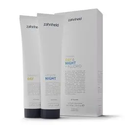 Produktbild: Zahnheld® Zahnpasta Day & Night mit Fluorid (2 x 75 ml Tube), tägliche Zahncreme, Zahnreinigung, mit Minzgeschmack | 6-facher Wirkstoffkomplex aus natürlichen Inhaltsstoffen