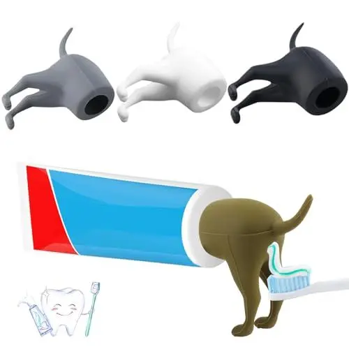 Produktbild: PENCHUAN 4 Stück Pooping Dog Butt Topper, Pooping Dog Butt-Zahnpasta-Aufsatz,Deckel für Zahnpasta Hund Kappenspender für Zahnpasta Zahnpasta-Kappenspender für Kinder und Erwachsene