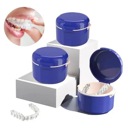 Produktbild: Zahnprothesen Behälter Zahnspangendose Zahnrettungsbox Gebissdose Prothesendose Spangendose Zahnspangenbox Retainer Brite, Blau