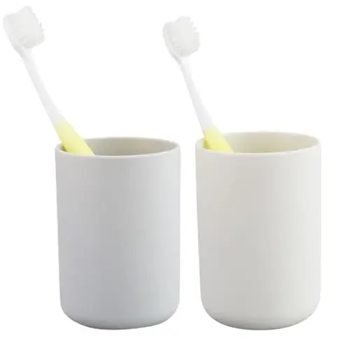 Produktbild: Zahnputzbecher 2 Stück, Badezimmer Zahnbürstenhalter, Pinselhalter, Accessoire Organizer und Toothbrush Holder (Beige &Grau)