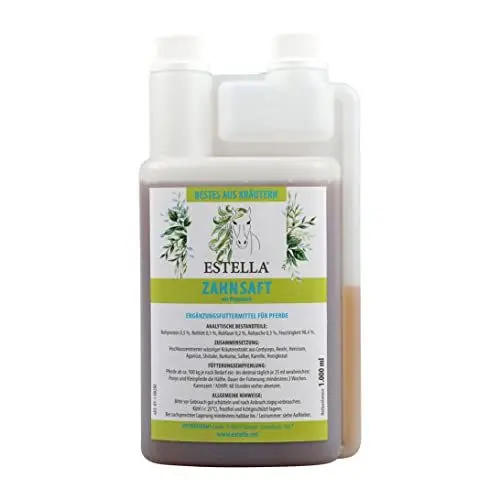 Produktbild: ESTELLA Zahnsaft mit Vitalpilzen + Kräuterkonzentrat | für Pferde mit Zahnproblemen | EOTRH | fördert Flora von Zahn- + Maulschleimhaut | ohne Zucker + Alkohol