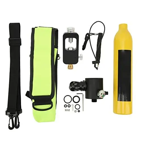 Produktbild: ZAICOLER Tauchflasche, 0,5 L Mini-Tauchflasche aus Aluminiumlegierung, Lungenflasche mit Leuchtendem Instrument für Unterwasser-Tauchausrüstung