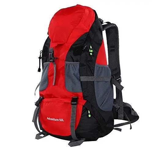 Produktbild: ZAICOLER Wanderrucksack, 50 L, Camping-Rucksack, Rucksack mit Schichtung für Reisen, Wandern (Rot)