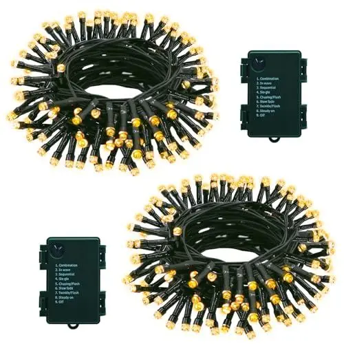 Produktbild: ZAIYW 2 Stück Lichterkette Batterie, 7M 70 LEDs Batteriebetrieben Mit Timer 8 Modi, Wasserdicht für Weihnachten Garten Balkon Hochzeit Deko (Warmweiß)