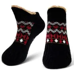 Produktbild: ZAKASA Kuschelsocken Herren Haussocken Hüttensocken: Winter Warme Hausschuhe Socken mit Noppen Männer Stoppersocken Dicke ABS Weihnachten Socken 39-42 Dunkel 1 Paar