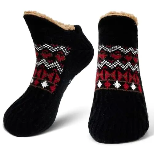 Produktbild: ZAKASA Kuschelsocken Herren Haussocken Hüttensocken: Winter Warme Hausschuhe Socken mit Noppen Männer Stoppersocken Dicke ABS Weihnachten Socken 39-42 Dunkel 1 Paar