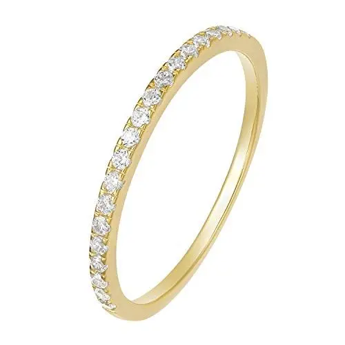 Produktbild: Zakk Eternity Ring Damen Ewigkeitsringe Vorsteckring Schmal Silber 925 Zirkonia Gelbgold Vergoldung Verlobungsringe Eheringe Trauringe Memoire Ring(Gelbgold,57 (18.1))