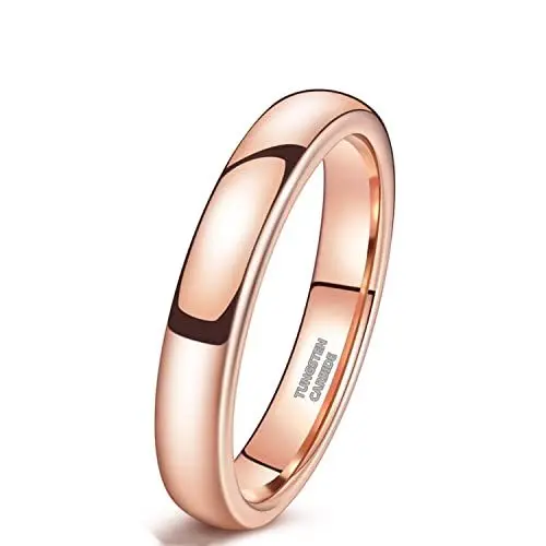 Produktbild: Zakk Ringe Damen Herren Wolfram Rosegold Vorsteckring Schmal Schlicht Poliert Verlobungsringe Eheringe Trauringe 2mm 4mm 6mm (4mm,54 (17.2))