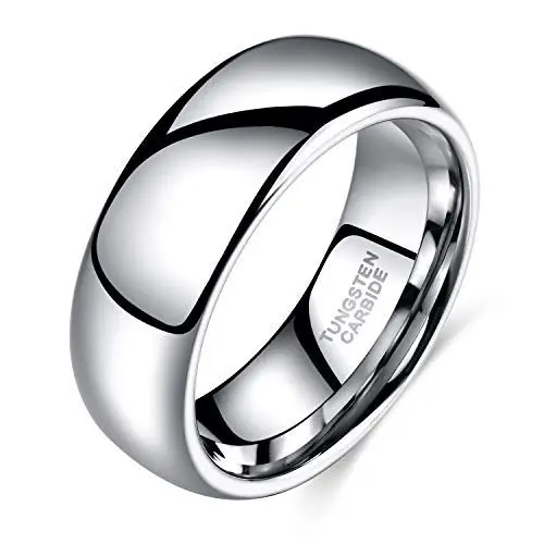 Produktbild: Zakk Ringe Damen Herren Wolfram Silber Vorsteckring Schmal Schlicht Poliert Verlobungsringe Eheringe Trauringe 2mm 4mm 6mm 8mm (8mm,67 (21.3))