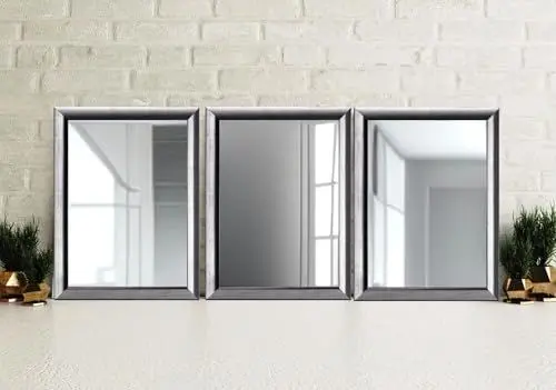 Produktbild: Zalena Silver Leaf 40 x 60 cm Rahmenspiegel Wandspiegel Designspiegel Badspiegel für die Wohnung Gästebad Flur Gadrobe Wohnzimmer