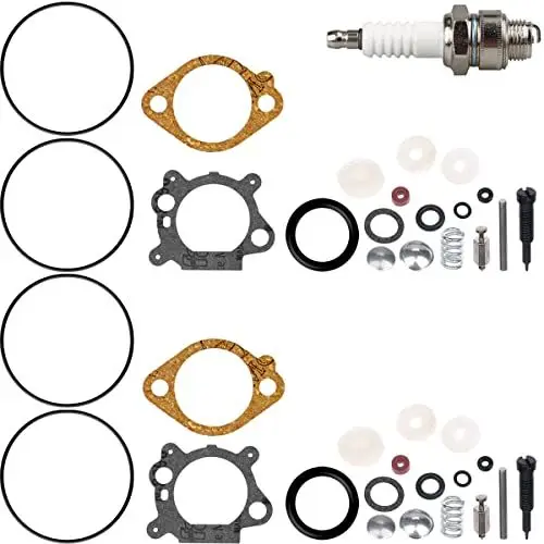 Produktbild: ZAMDOE 498260 Vergaser Reparatursatz Dichtungen ersetzt 398183 490937 492495 493762 498261 für Briggs & Stratton 12B800 12C700 12C800 12A800 Quantum Max Serie Rasenmäher Motor (2 Satz) mit Zündkerze