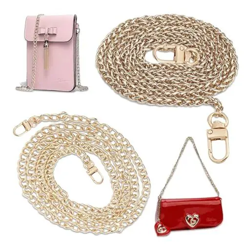 Produktbild: Zamety 2 Stück Taschenkette,120cm Taschenkette Gold, 2024 Kette für Tasche, Wechseln für Schultergurt und Handtaschen (Gold)