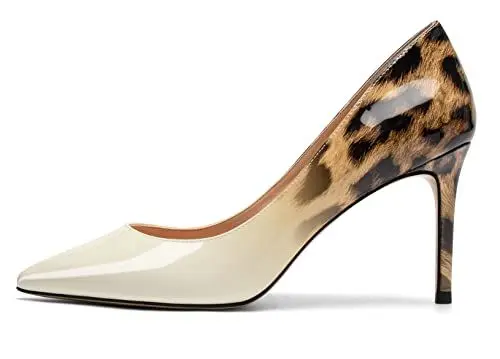 Produktbild: Zamikoo Damen Pumps High Heels,Spitz Pointed Toe Pumps mit Absatz,Elegant Stilettos Schuhe Hochzeit Klassische Pumps Lack B Leopards EU44