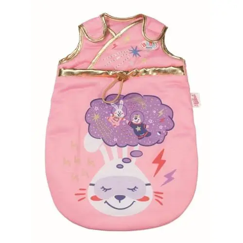 Produktbild: Zapf Creation 831120 BABY born Happy Birthday Schlafsack - rosa Puppenschlafsack für 43cm Puppen mit goldenen Verzierungen und Weltraum-Drucken, mit Klettverschluss zum einfachen Öffnen