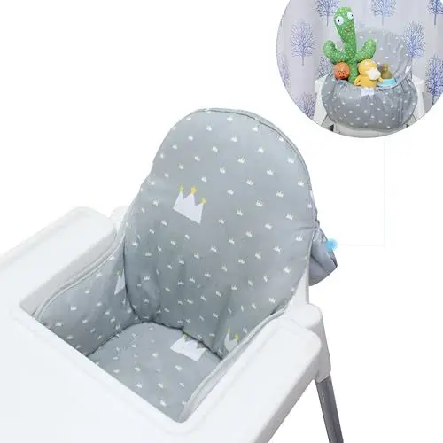 Produktbild: ZARPMA Sitzbezüge Kissen Kompatibel mit IKEA Antilop Hochstuhl,Kommen Sie mit Aufbewahrungstasche,Waschbare Baby Hochstuhl Kissen Baumwolle Gepolsterter Einsatz für IKEA Kinderstuhl