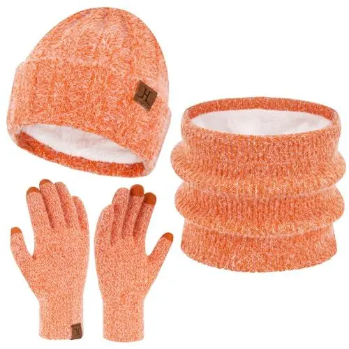 Produktbild: ZASFOU Damen Winter Mütze Schal Touchscreen Handschuhe Set Kunst Nerz Samt Strickmütze Beanie Thermo Wintermütze Schals Winterschal Winterhandschuhe Geschenk für Frauen