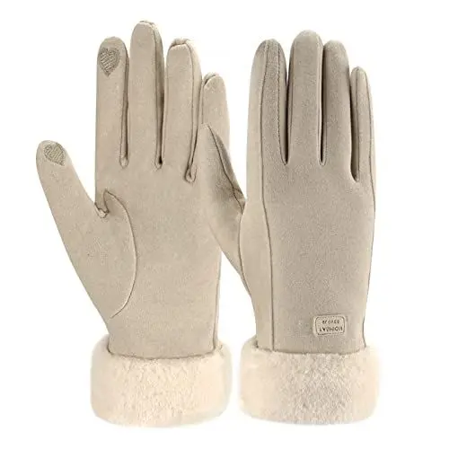 Produktbild: ZASFOU Damen Winter Warm Touchscreen Handschuhe mit Fleece Gefütterte Strick winterhandschuhe für Kaltes Wetter,Beige,M