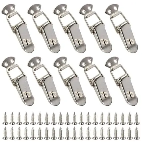 Produktbild: Zasjon 10 Stück Spannverschluss 89mm Kistenverschluss Hebelverschluss mit 40 Stück Schrauben, Spannverschluss Eckbefestigung Klein Kappenschloss für Case Box, Toolbox, Schublade, Schrank, Truhe