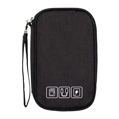 Produktbild: Zasjon Kabeltasche Elektronische Tasche, Klein Kabel Organizer Tasche Universaltasche, Tragbare Wasserdicht Kabelorganizer Cable Bag für Handy Ladekabel,Powerbank,USB Sticks,SD Karten, Schwarz