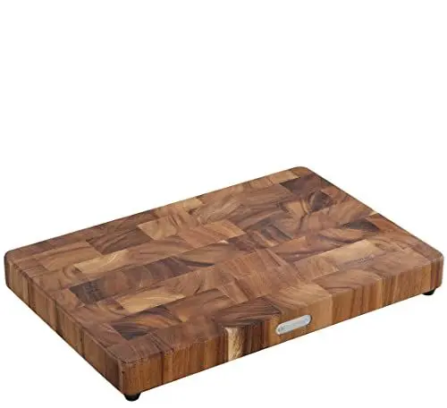 Produktbild: Zassenhaus Hackblock | 45cm x 30cm x 4,5cm | Nachhaltiges Akazienholz-Stirnholz | Dunkelbraun | Küchenbrett Holz | Massives Schneidebrett zum Hacken und Schneiden von Obst, Gemüse, Fleisch und mehr