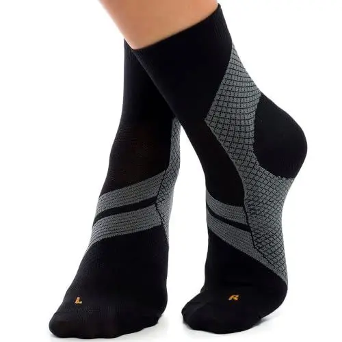 Produktbild: ZaTech Plantarfasziitis Socke, Kompression Socken. Ferse, Knöchel und Fußgewölbe (Schwarz/Grau, XXL, 45-46)