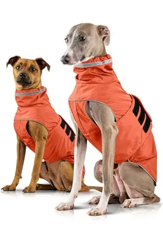 Produktbild: ZAUBERPFOTE® Hunderegenmantel London I Mit extra langem YKK® Reißverschluss für Halsband & Geschirr I Für kleine, mittlere & große Hunde I Wasserdicht & Maschinenwaschbar I Regenmantel für Hunde (65)