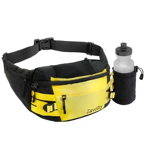 Produktbild: Zavothy Gürteltasche Bauchtasche mit Abnehmbarer Flaschenhalter für Damen und Herren, ideal zum Laufen, Radfahren, Wandern und mehr, Gelb Schwarz