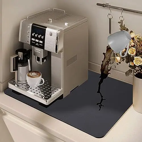 Produktbild: Zawaer Kaffeemaschine Abtropfmatte, Schnelltrocknend Abtropfmatte Geschirr (50 x 40cm), Saugstarke Trockenmatte für Kaffeemaschine, Küche, Spüle, Schwarz