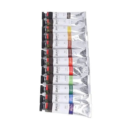 Produktbild: ZAWELIYO 12-teiliges Ölfarben-Set, Lebendige Farben, Langlebig, Hervorragende Deckkraft, Ölfarbe, Leinwand, Porträtgemälde für Wandfarbe, Landschaft