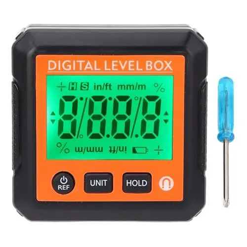 Produktbild: ZAWELIYO Digitale Wasserwaage, Winkelmesser, Magnetischer Neigungsmesser, Winkelmesser, Digitale Wasserwaage für Holzverarbeitung, Autoreparatur (Orange)